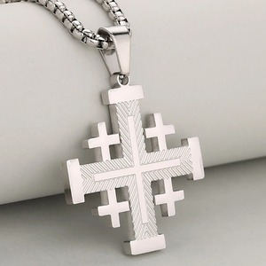 Collier avec pendentif croix de <span class=keywords><strong>Jésus</strong></span> en acier inoxydable pour hommes et femmes, croix orthodoxe Vintage avec chaîne, bijoux religieux chrétiens, cadeaux - Product Image 3