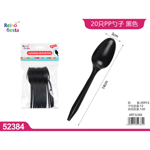 20-Pack Lightweight 14cm Black PP Disposable <b>Spoons</b> Party Tableware & <b>Table</b> Decorations - Product Image 1