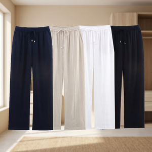 Pantalones de Lino 100% para Mujer, PB&ZA, Verano 2024, Transpirables, de Frente Plano, Vintage, de Cintura Alta, Corte Recto - Product Image 3