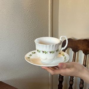 British Vintage Rose Ceramic Eco-Friendly 250ml Tea <b>Cup</b> <b>Saucer</b> Set Flower-Design Home Dessert Coffee Afternoon Tea Serving - Product Image 3