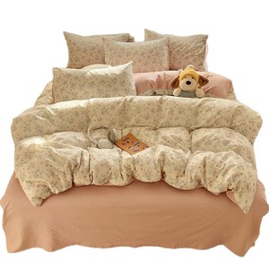 Manmir Pure Cotton Linen Bedding Set Floral Pattern 4-Piece Duvet Cover Pillowcase Spring 2026 <b>Single</b> Size - Product Image 5