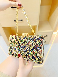Bolso de mano con diamantes de imitación 2026, cartera pequeña brillante de diseñador, bolso de noche con cristales, bolsos de hombro cruzados elegantes con cadena para mujer - Product Image 3