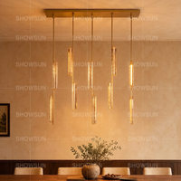 Lustre rectangulaire de luxe pour restaurant et bar, 54 pouces, en laiton doré avec cristaux K9, éclairage LED