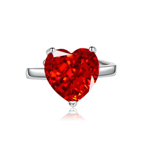Fashion 12*12mm Heart Cut Red Cubic Zirconia Necklace Set Copper <b>Ice</b> Out High Carbon Diamond Jewelry 3 Piece Sets For Women - Product Image 5