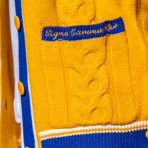 Wholesale Custom Logo <strong>Navy</strong> Gold Ladies Coat De Punto Long SGRho Sigma Gamma Rho Sorority Cotton Knit <strong>Cardigan</strong> Women's Sweater - Product Image 4
