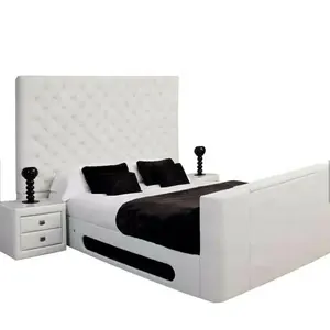 Hot Selling Classic Carving Modern Bed With Tv For Wholesales Smart Bed With Tv Adjustable Tv Bed