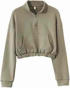 2025 nouveauté de haute qualité conception personnalisée à capuche femmes mode quart Zip blanc sweats à capuche haut court femmes veste - Product Image 2