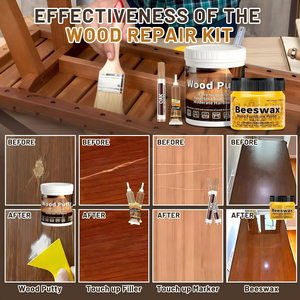 Kit de réparation tout-en-un pour meubles en bois <span class=keywords><strong>stratifié</strong></span>, comprenant 12 couleurs de mastic pour bois, 8 couleurs de remplissage pour bois, marqueur pour meubles et cire d'abeille - Product Image 3