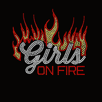 Transfert thermocollant personnalisé avec motif flamme et strass pour T-shirts