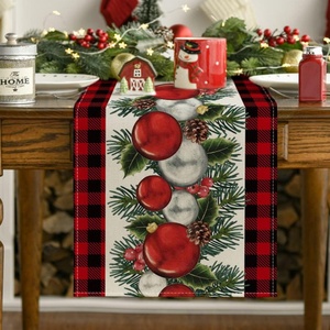 Linen Christmas <b>Table</b> <b>Runner</b> Seasonal Winter Xmas Holiday Rustic Styles <b>Dining</b> <b>Table</b> Decorations - Product Image 1