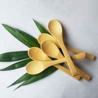 Confiture de crème glacée petite cuillère en bois cuillère à café à long manche miel cuillère en bambou écologique Durable Design minimaliste bambou