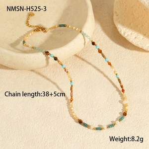 Collana di gioielli con pietre preziose naturali fatte a mano collana di gioielli con catena in acciaio inossidabile Non appannata collana di ciondolo in pietra occhio di tigre per le donne - Product Image 4