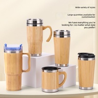 Mug Termos Bambu Laris Manis, Tumbler Custom, Botol Air Stainless Steel, Flask Vakum, Cangkir Kopi Portabel