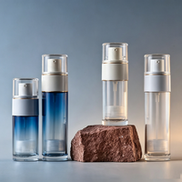 En stock, flacons sous vide transparents de 30 ml et 50 ml, cylindriques droits, pour crème pour les mains, écran solaire, fond de teint MS
