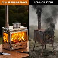 Poêle de camping à bois en acier inoxydable de qualité supérieure - Chauffage portable pour tente avec fenêtre en verre pour barbecue, pêche et fêtes en plein air