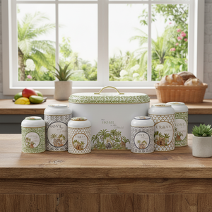 Juego de Recipientes Redondos de Cocina Kontensan de 7 Piezas con Tapa de Domo, Diseño de Selva Tropical y Vida Silvestre - Product Image 3