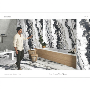 Vistaar Vente en gros Snap-On Latina Nero 32x96 Carrelage de porcelaine vitrifiée brillante 20mm d'épaisseur Design moderne pour salle de bain - Product Image 1