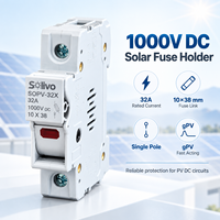 Fusible de protection CC pour système solaire 32A 1000V, support de fusible céramique 10x38 à action rapide pour panneaux photovoltaïques et onduleurs, montage sur rail DIN