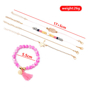 Conjunto de Pulseras con Dijes de Moda, Chapadas en Oro Rosa, con Imitación de Perlas, Estilo Bohemia, Joyería de Regalo para Mujer - Product Image 4