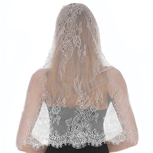 Cape de mariage <span class=keywords><strong>vintage</strong></span> blanche, voile de chapelle noir, châle en dentelle pour femme musulmane, écharpe, mantilles de messe latine, voiles catholiques pour l'église, voiles de mariée - Product Image 3