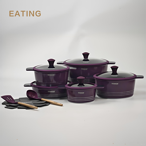 Design originale 15 pezzi pressofuso in alluminio antiaderente pentole e <span class=keywords><strong>Set</strong></span> di pentole in <span class=keywords><strong>pietra</strong></span> di marmo <span class=keywords><strong>Set</strong></span> di pentole in granito - Product Image 2