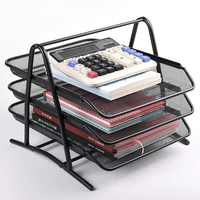 Mesh Collection Apilable File Holder Organizador de escritorio negro Bandeja de papel con organizador de archivos de escritorio de 3 niveles