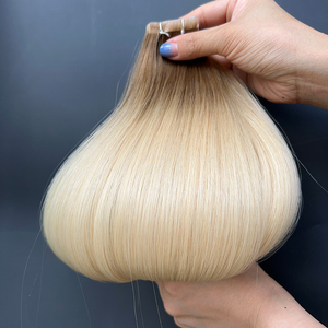 Extensions de cheveux humains vierges Remy, blondes racines, invisibles, à injection PU, super double trame, extrémités pleines, cuticules alignées - Product Image 1