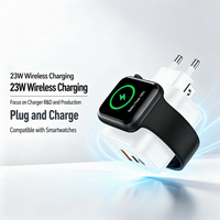 Chargeur mural 3 en 1 GaN 65W, chargeur sans fil pour montre, USB Type-C QC3.0/PD, chargeur rapide pour smartphone, tablette, ordinateur portable, voyage portable