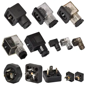 Din 43650 anma mühürlü şeffaf solenoid vana a b c elektrik fişi manyetik yüksek gerilim su geçirmez konnektör 3 + PE 2 + PE LED