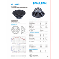 YX18X451 Haut-parleur de graves 18 pouces avec panier, 1200W, équipement audio professionnel de scène, bobine vocale 4,5 pouces, amplificateur OEM d'usine