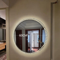 Miroir mural tactile intelligent de luxe pour la décoration de la maison moderne, motif d'étoile gravé au laser, design rond pour le couloir, le salon, vintage
