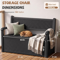 Banc de jardin moderne en osier imperméable avec rangement pour coussins de terrasse