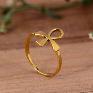 Anillo Midi Boho de Lujo con Cruz Ankh, Chapado en Oro de 14K y Plata de Ley 925, Joyería de Boda Hecha a Mano con Diseño Egipcio Antiguo - Product Image 2