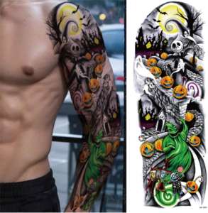 Tatuaggio Temporaneo a Manica Intera di Grandi Dimensioni, Adesivo Personalizzato per Body Art per Adulti, Fornitura Diretta dalla Fabbrica, Tatuaggio a Manica per Halloween - Product Image 1