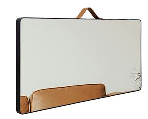 Specchio Rettangolare Contemporaneo con Bordo Nero e Cinghia per Appendere, Decorazione per Sala da Pranzo e Soggiorno - Product Image 5