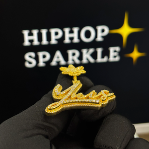 Personalized 1.8” <b>Name</b> Pendant Iced Out Silver Moissanite Diamond Leaf Bail Hip Hop <b>Chain</b> Pendant Custom Luxury Statement - Product Image 2