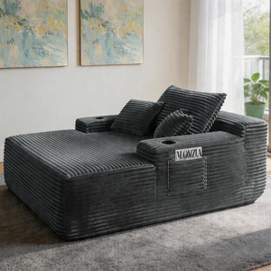 Chaise longue modulaire convertible hermétique à compression sous vide, en tissu velours côtelé profond, pour salon, avec rangement - Product Image 4