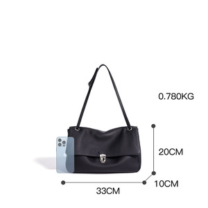 Sac à bandoulière <span class=keywords><strong>vintage</strong></span> en cuir véritable grainé, sac fourre-tout rétro en cuir de vachette pleine fleur, sac hobo minimaliste à rabat, sacoche élégante pour les trajets quotidiens - Product Image 6