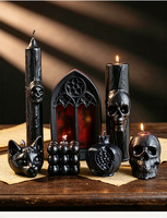 Lilin Soy Wax Tengkorak Hitam Gothic Dekorasi Halloween Natal Aroma Horor Suasana Nordik Set Lilin Aromaterapi