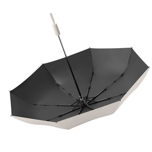 Parapluie pliant en acier triple, anti-UV UPF 50+, avec poignée en caoutchouc noir assortie, pour hommes et femmes, double usage - Product Image 5
