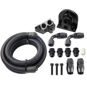 Oz Oil Filter Connectors And Piping Kit Universal Fit For Ford Cars Retrofit Upgrade <b>Black</b> 8mm Hose With Fittings - Product Image 1