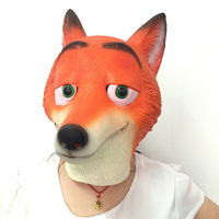 Masque de tête en latex fait main de renard animal de dessin animé pour Halloween, vente en gros