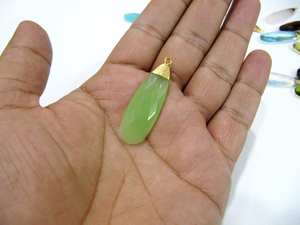 Colgante de Plata de Ley con Baño de Oro, con Cuarzo Hidrotermal en Forma de Pera, con Conectores, Elige Tu Color - Product Image 3