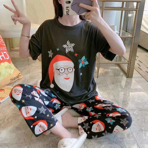 Piyama Ropa De Dormir Mujer piyama De Navidad Manga Corta wanita Psj Set piyama Natal yang cocok keluarga - Product Image 1