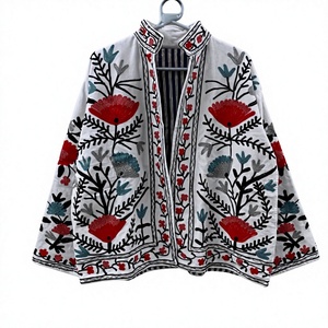 Chaqueta de Algodón con Bordado Floral a Mano, Cuello Mandarín, Manga Larga, Estilo Prairie Chic, Ropa de Primavera para Mujer - Product Image 2