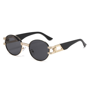 Gafas de Sol Retro con Marco Ovalado, Negras, PC UV400, Unisex, Protección Solar - Product Image 5