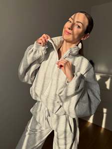 Conjunto de Pantalones Deportivos y Sudadera con Media Cremallera para Mujer, Felpa Suave, Dos Piezas, Ropa Deportiva Informal, Venta Directa de Fábrica - Product Image 2