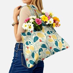 Sacs fourre-tout pliables personnalisés avec logo, taille moyenne, en toile écologique, à longues poignées, pour le shopping, impression de lettres, vente en gros - Product Image 3