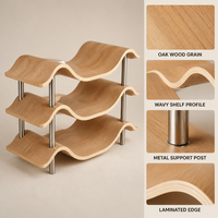 Porte-bouteilles à vin ondulé à trois niveaux en bois de bambou courbé, organisateur de table, style nordique moderne, durable, écologique, portable