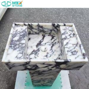 Hzx Premium Kalkoen Calacatta Viola Marmeren Platen Voor Aangepaste Badkamer Gootsteen Hotel Thuis Vrijstaande Wastafel Sokkel Wastafel - Product Image 1